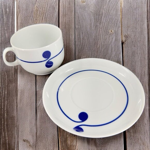 Vintage Arzberg Colon Blue Cup And Saucer Set Porcelain Made In Germany VTG - Picture 2 of 12